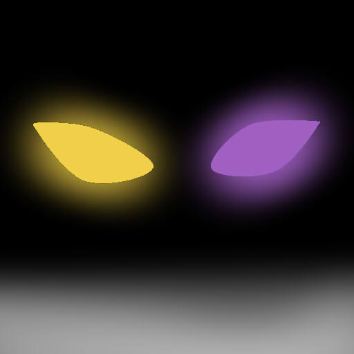 two eyes, one a shining gold and the other a deep violet, stare from the darkness